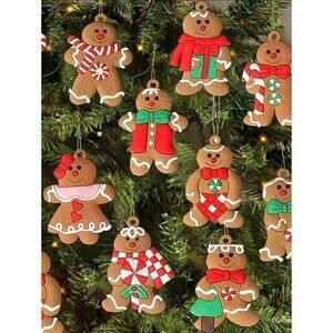 Gingerbread Cookies Ornaments Christmas Tree Hanging Pendant Decoration 12 pcs